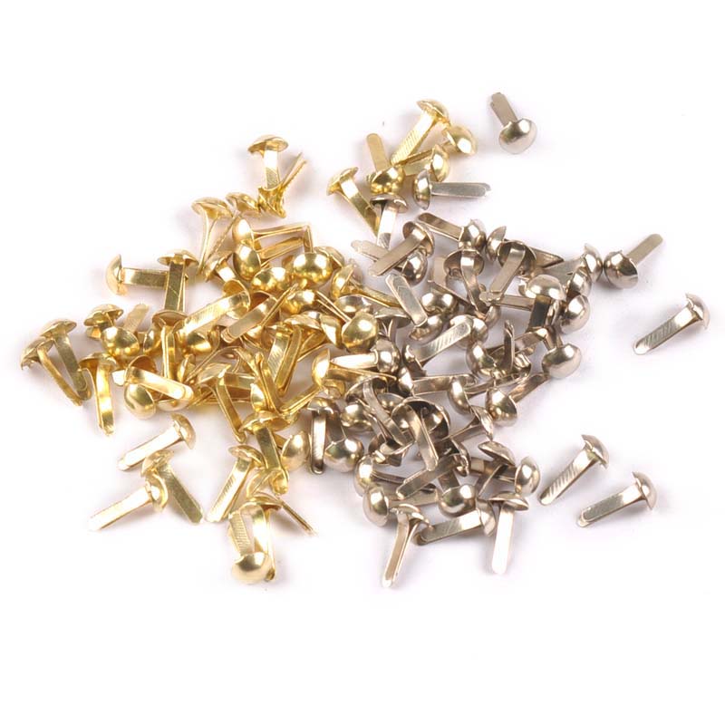 Embellishments For Scrapbooking - 100 pz misto argento/oro rotondo Brad
