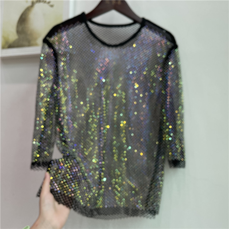 Crystal Mesh Fabric - ColorShiny Diamonds Camicia basic con zanna