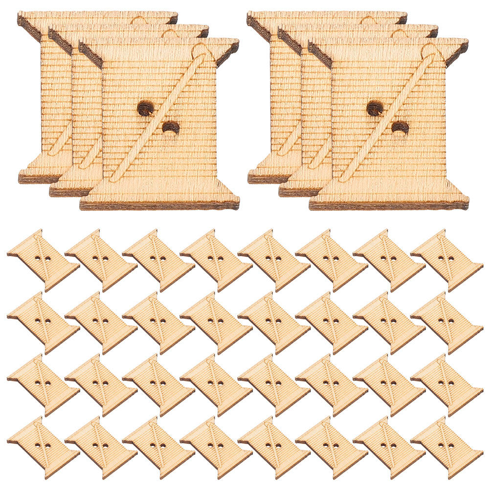 Embroidery Embellishments - 100 Pezzi Bobine in Legno per