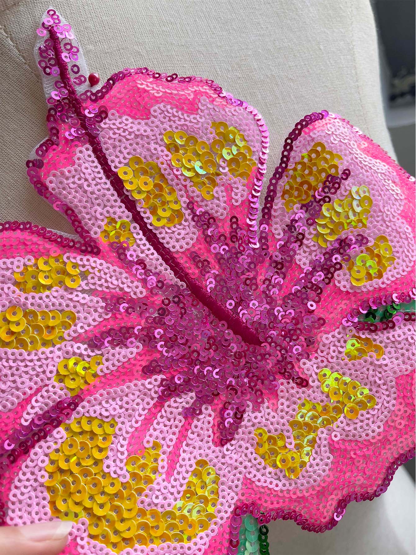 1 pezzo 26 cm paillettes rosa  - Applique Patch Flower recensione e prezzo