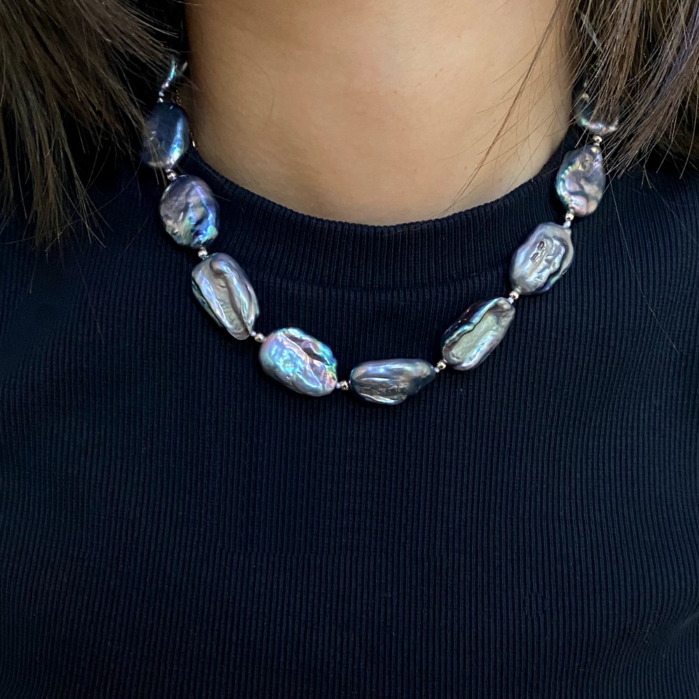Collana di perle piatte blu pa - Pearl Trim Chain recensione e prezzo